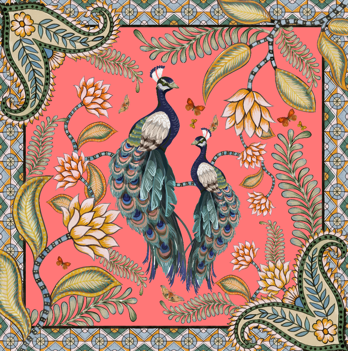 AZURE SILK TUNIC - CORAL