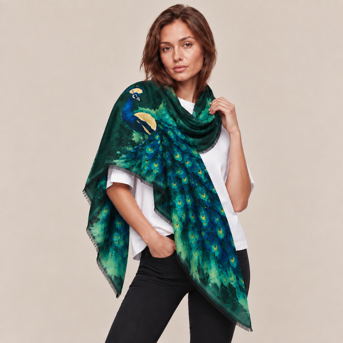 SIMONE SPECIAL ISOLA CASHMERE SCARF - EMERALD GREEN