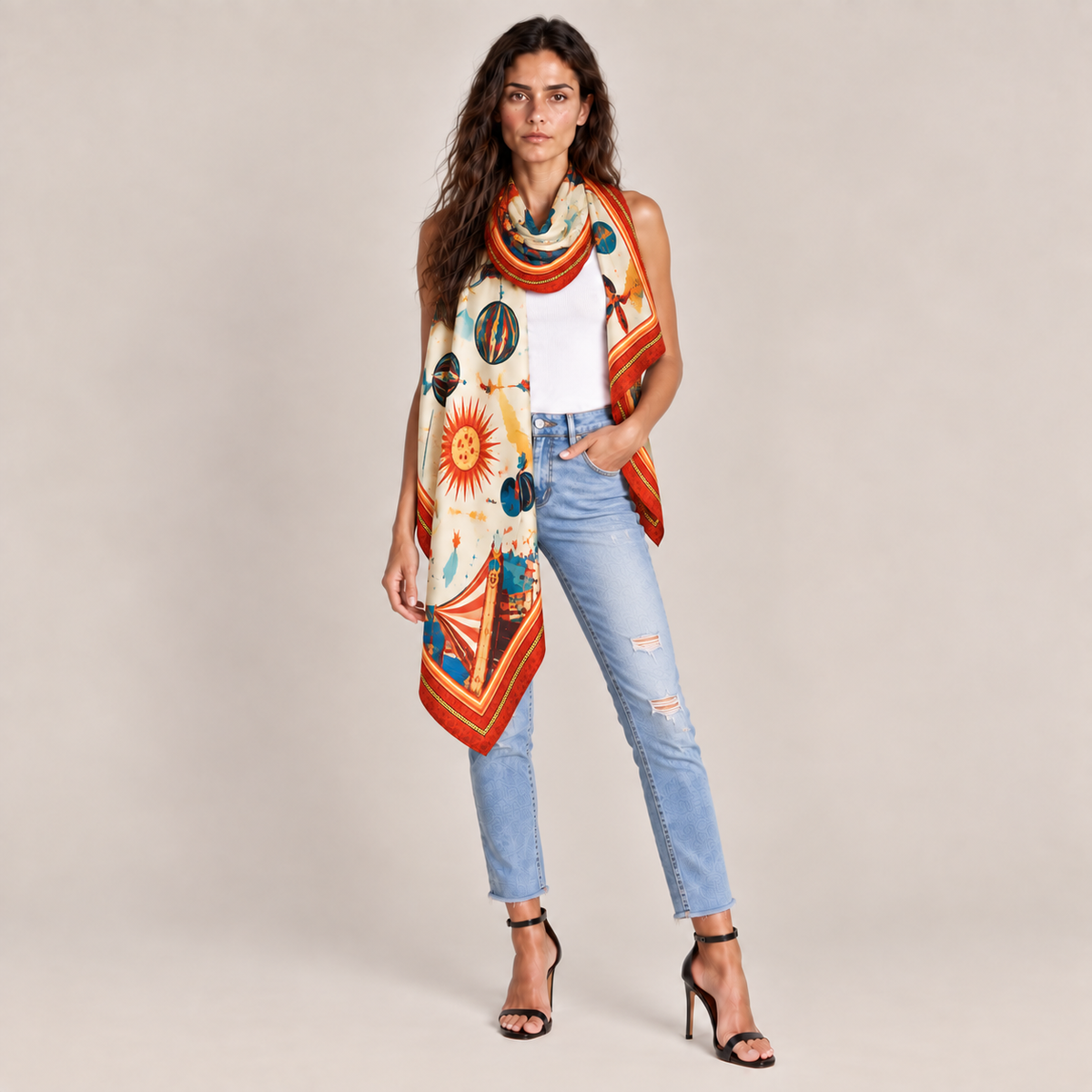 AERIS CASHMERE SCARF - OFF WHITE