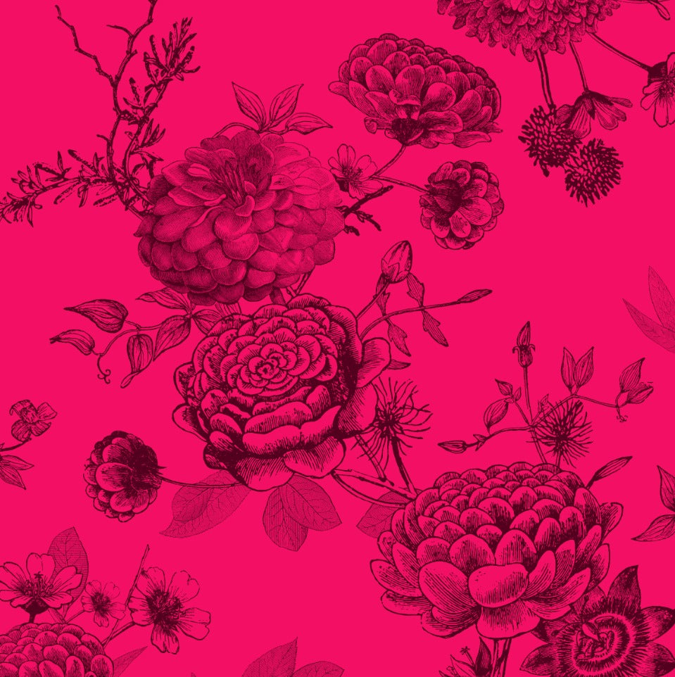 FLOWER EXPLOSION EVENING DRESS - PINK/BLACK