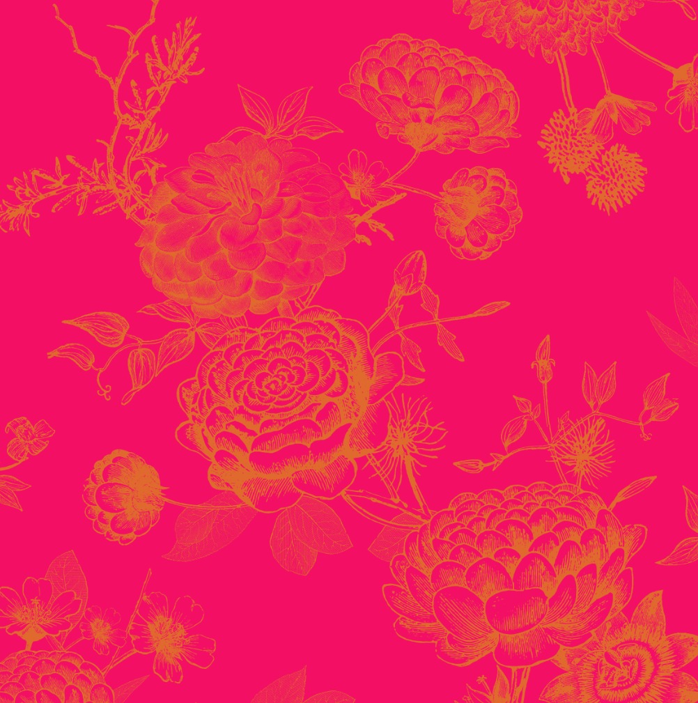 FLOWER EXPLOSION EVENING DRESS - PINK/ORANGE