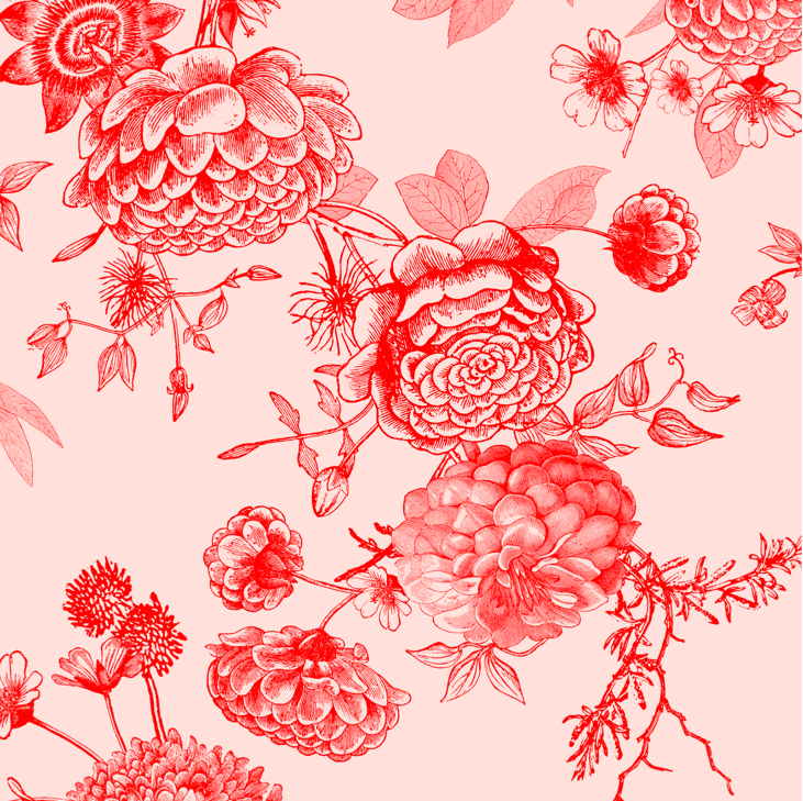 FLOWER EXPLOSION EVENING DRESS - ROSE/RED