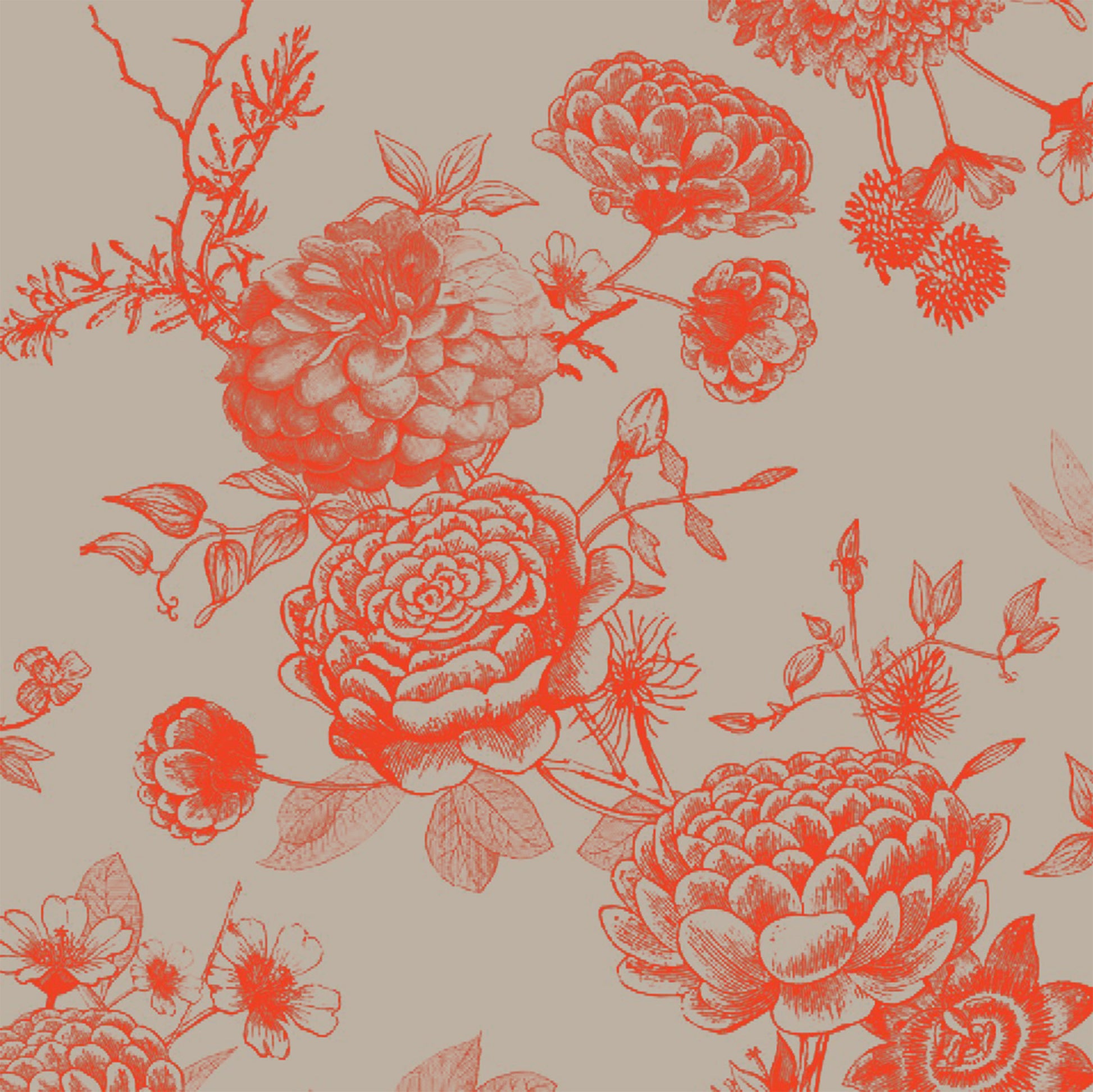 FLOWER EXPLOSION EVENING DRESS - TAUPE/ORANGE