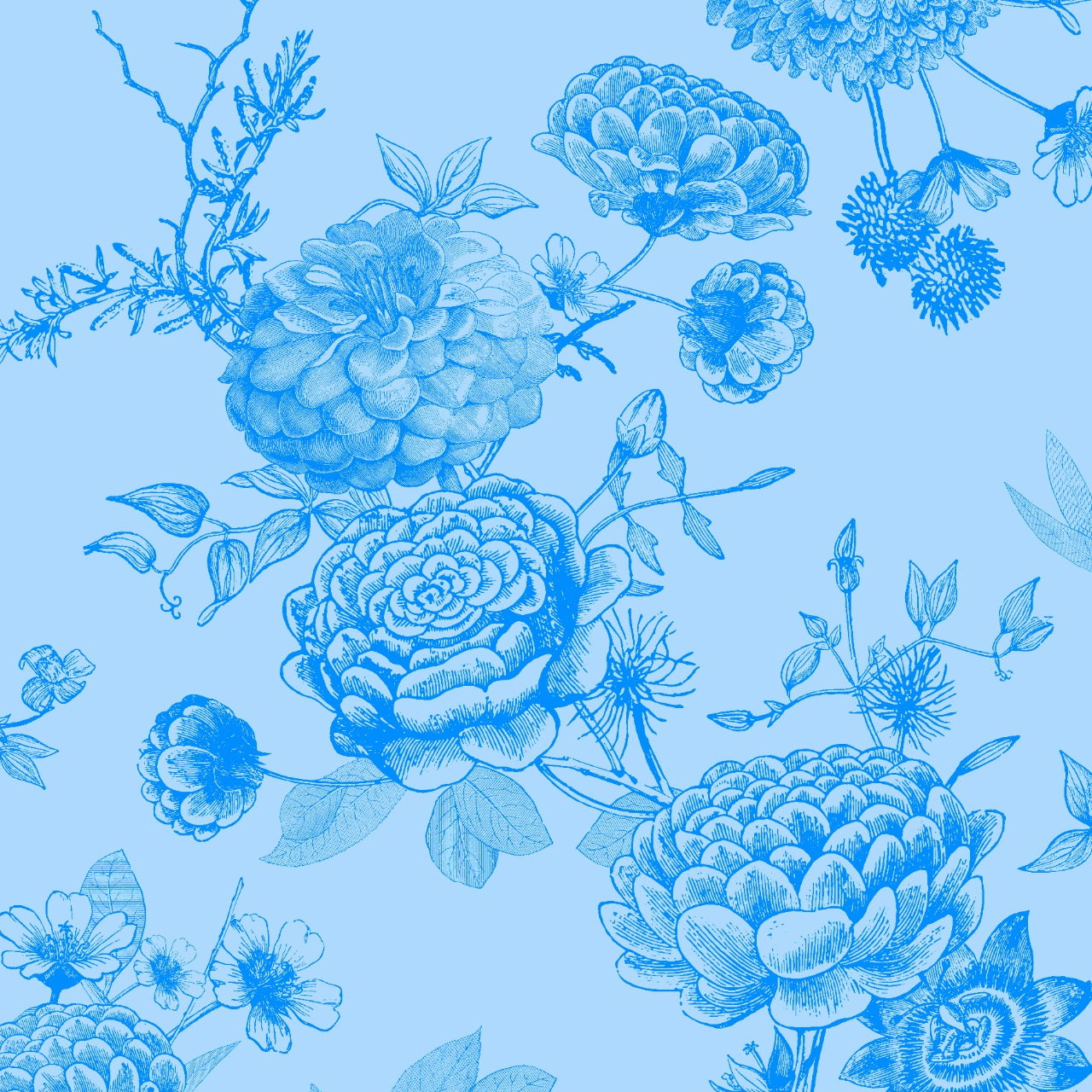 FLOWER EXPLOSION EVENING DRESS - LIGHT BLUE/ BLUE