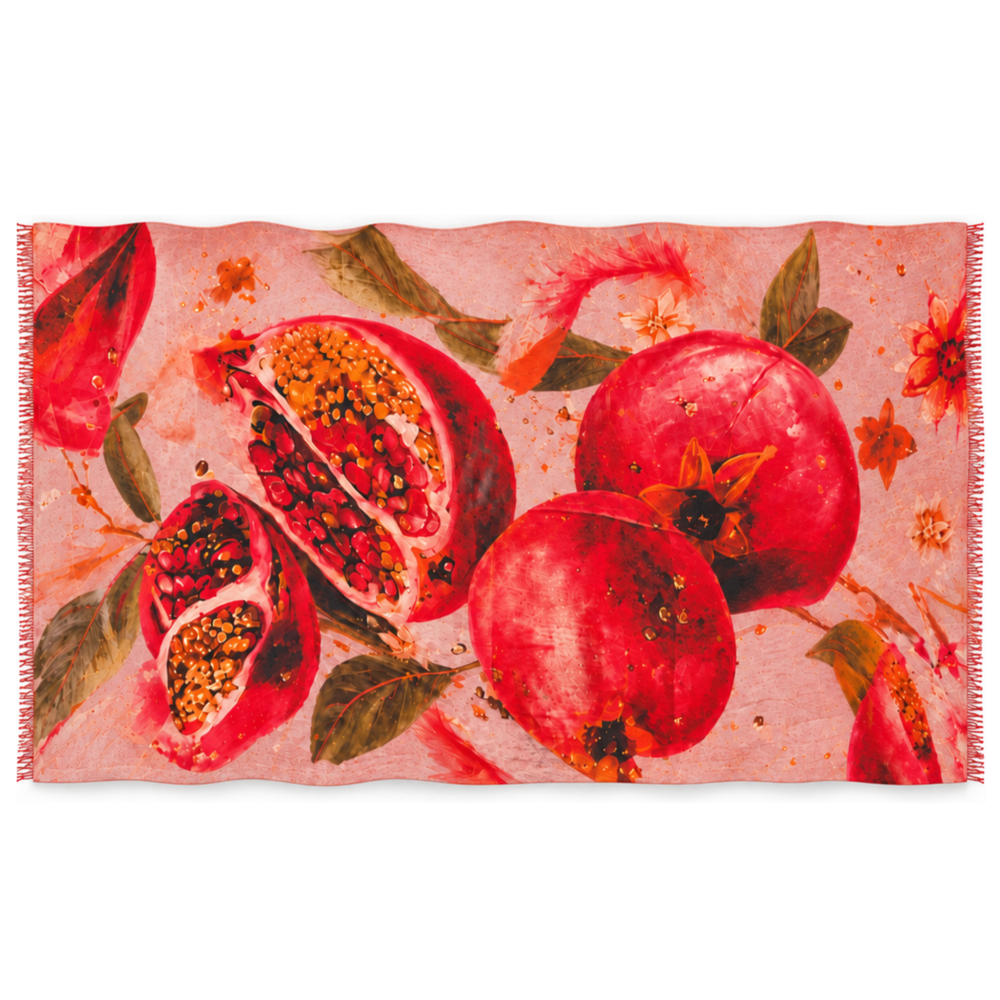POMEGRANATE Regular Rectangular Shawl - red