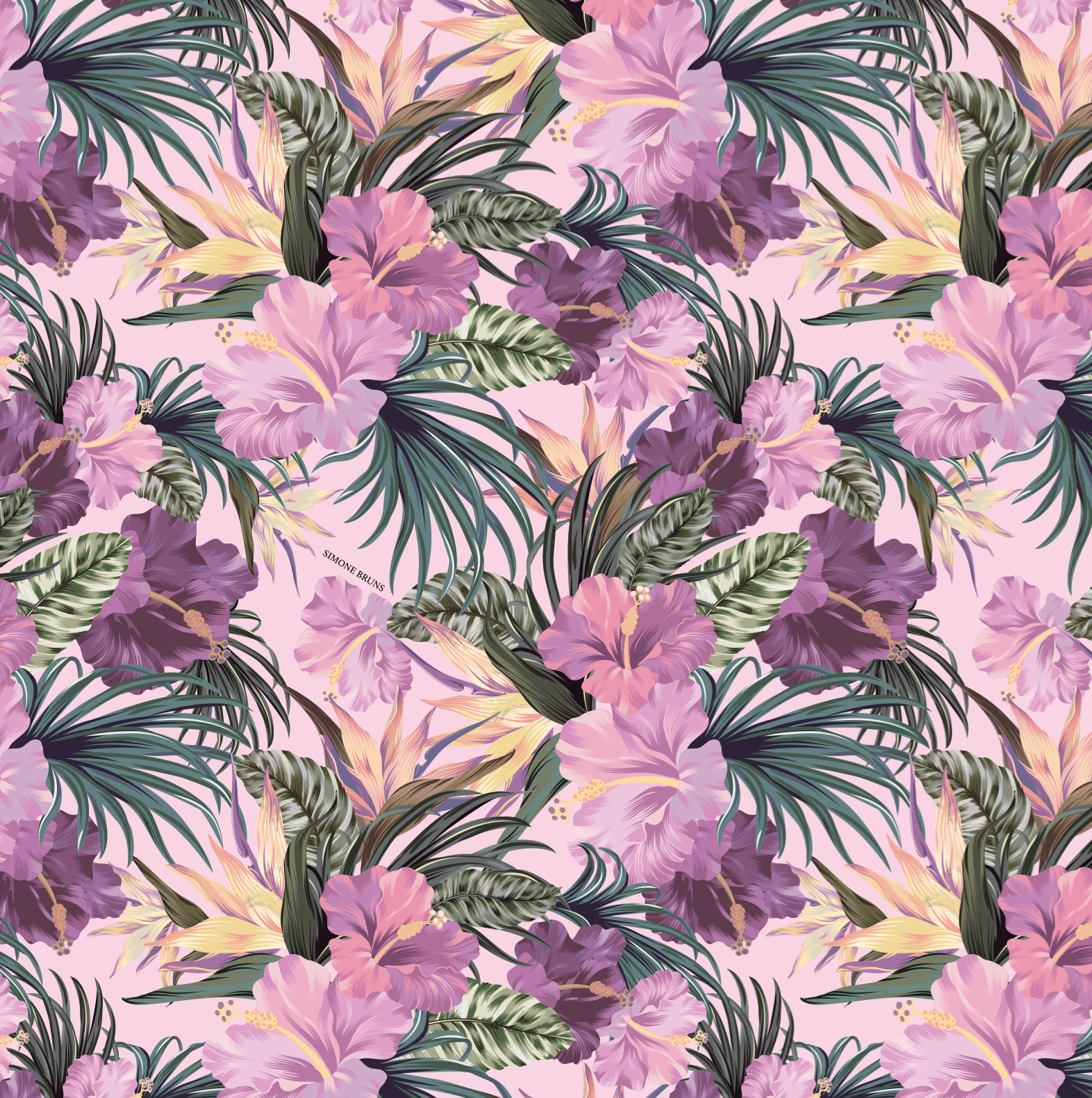 HIBISCUS SILK TUNIC - LIGHT ROSE