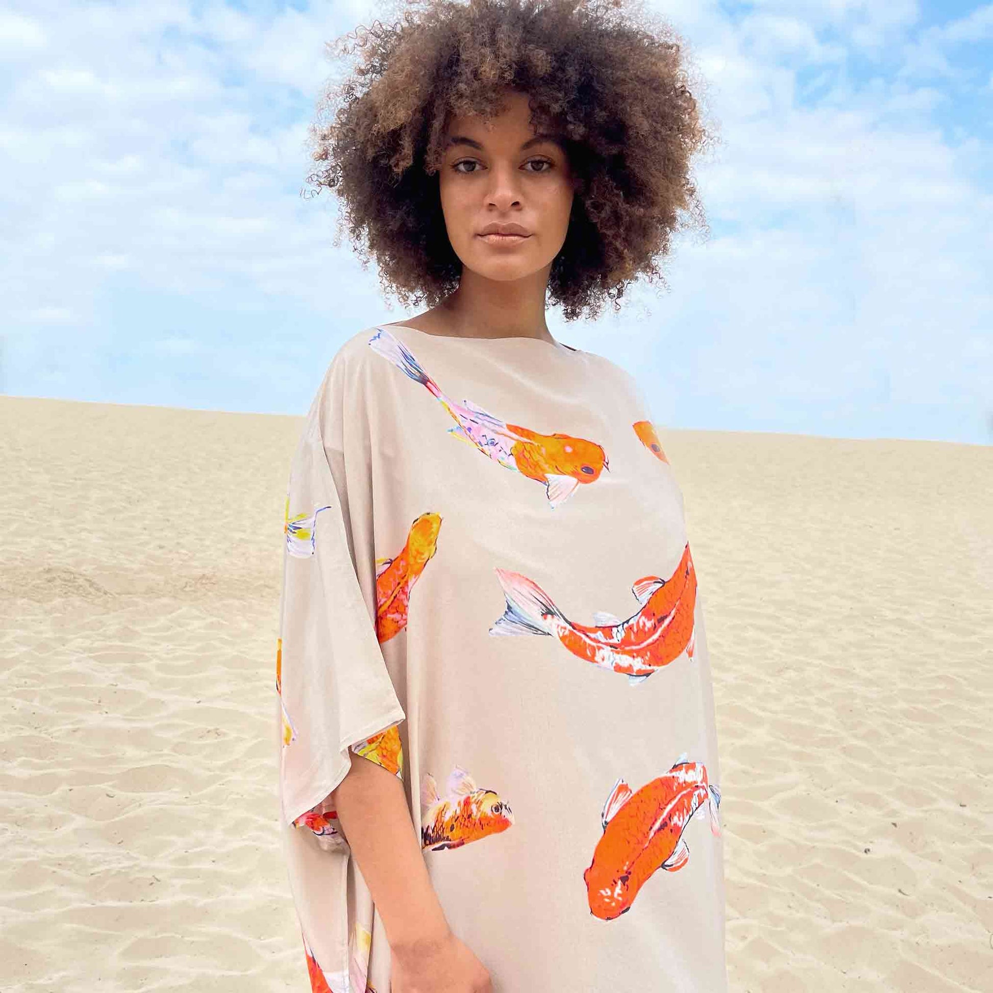 KOI SILK TUNIC - TAUPE