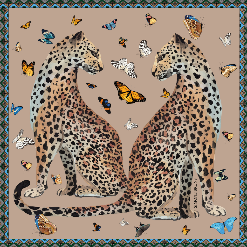 LEO & BUTTERFLY SILK TUNIC - TAUPE