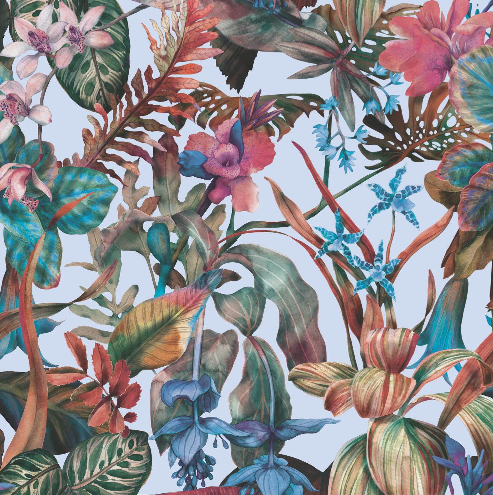 ORCHEDIA SILK TUNIC - LIGHT BLUE