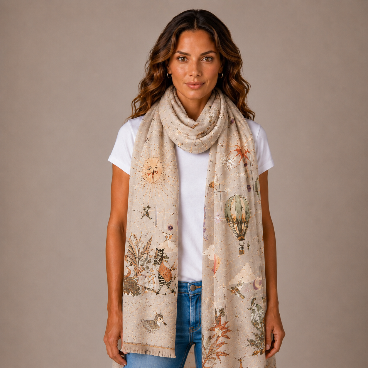 AURORA CASHMERE SCARF - OFF WHITE