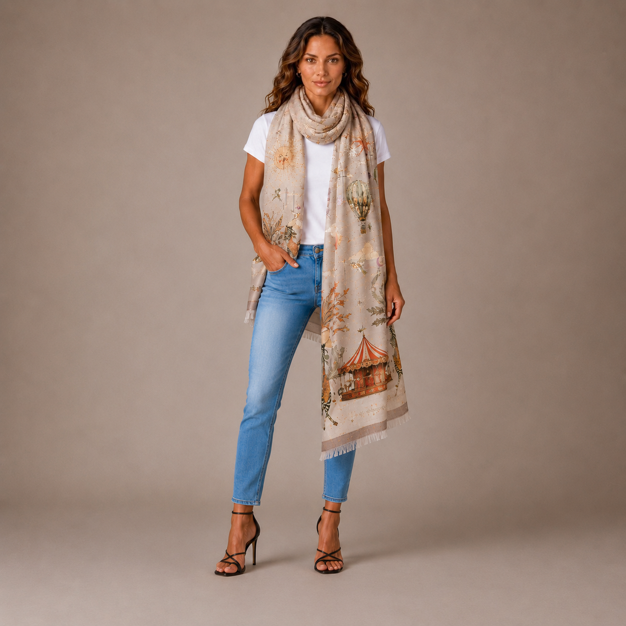 AURORA CASHMERE SCARF - OFF WHITE