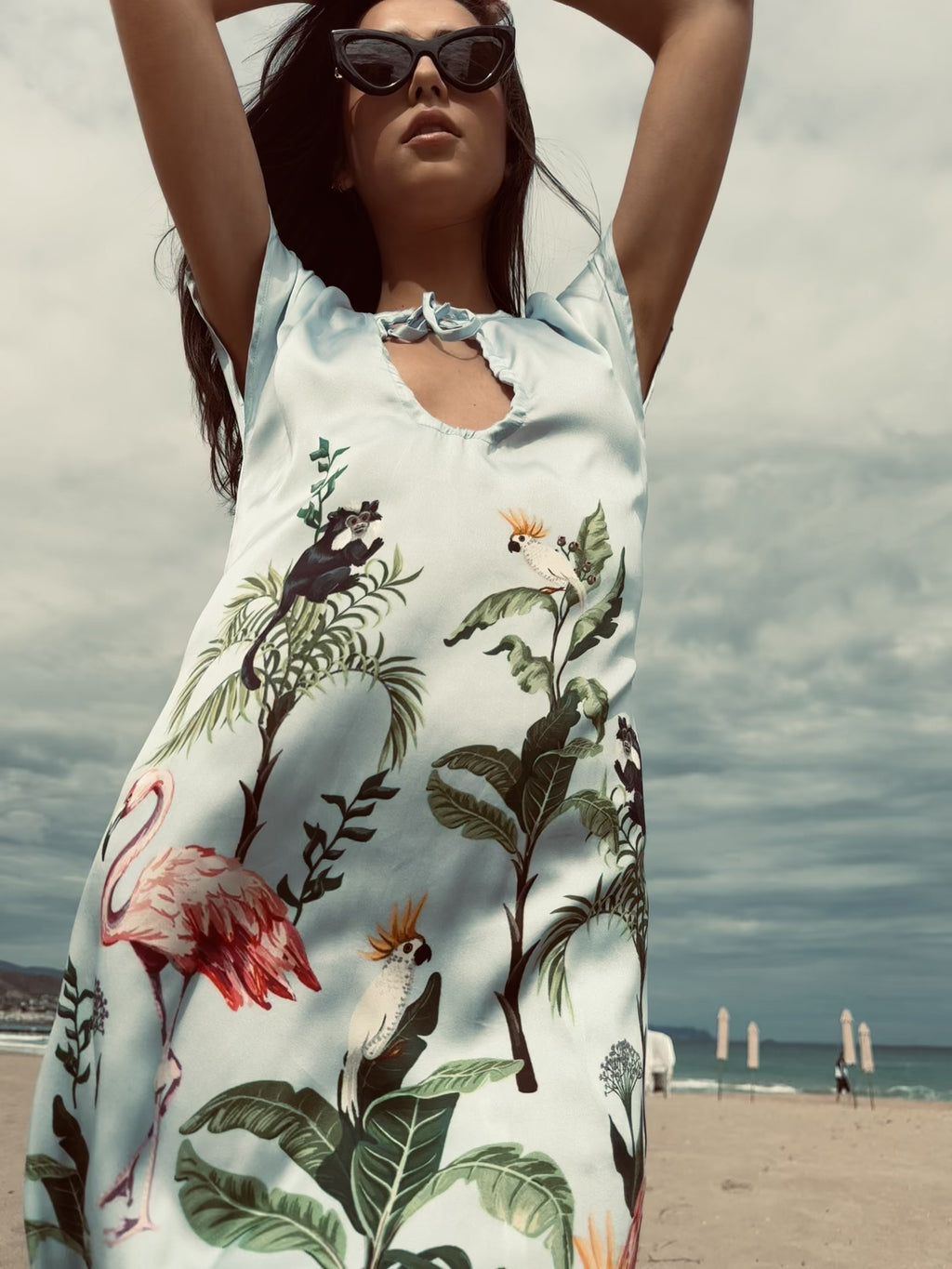 JUNGLE ANIMALS KIMI DRESS - LIGHT BLUE