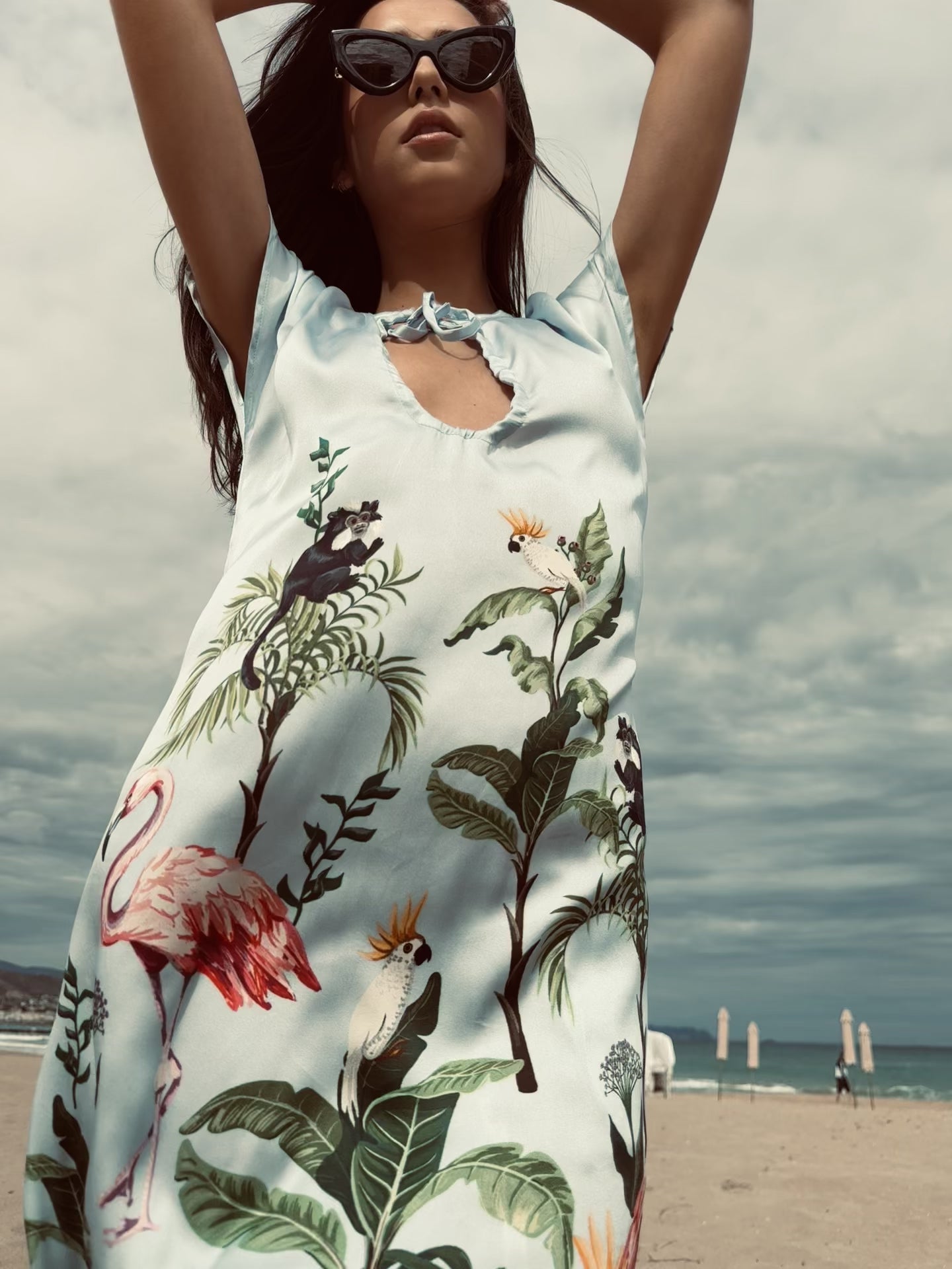 JUNGLE ANIMALS KIMI DRESS - LIGHT BLUE