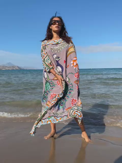 AZURE SILK TUNIC - TAUPE