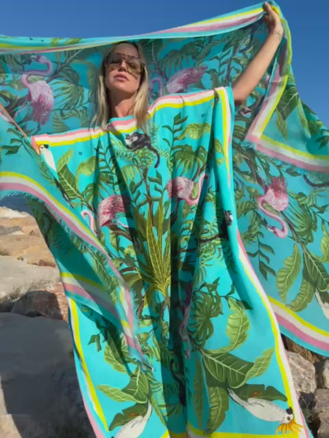 JUNGLE ANIMALS SILK TUNIC - CYNE