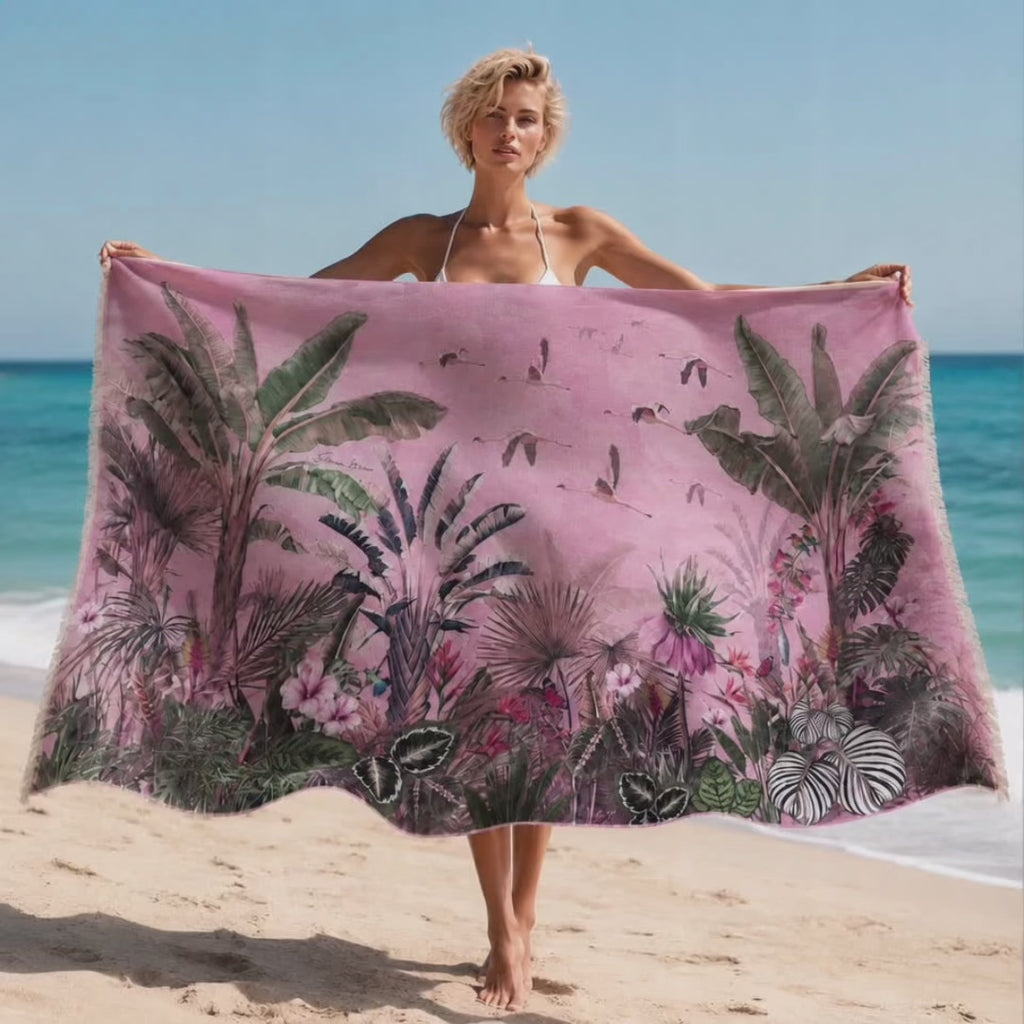 FLAMINGO CASHMERE SCARF - LIGHT ROSE