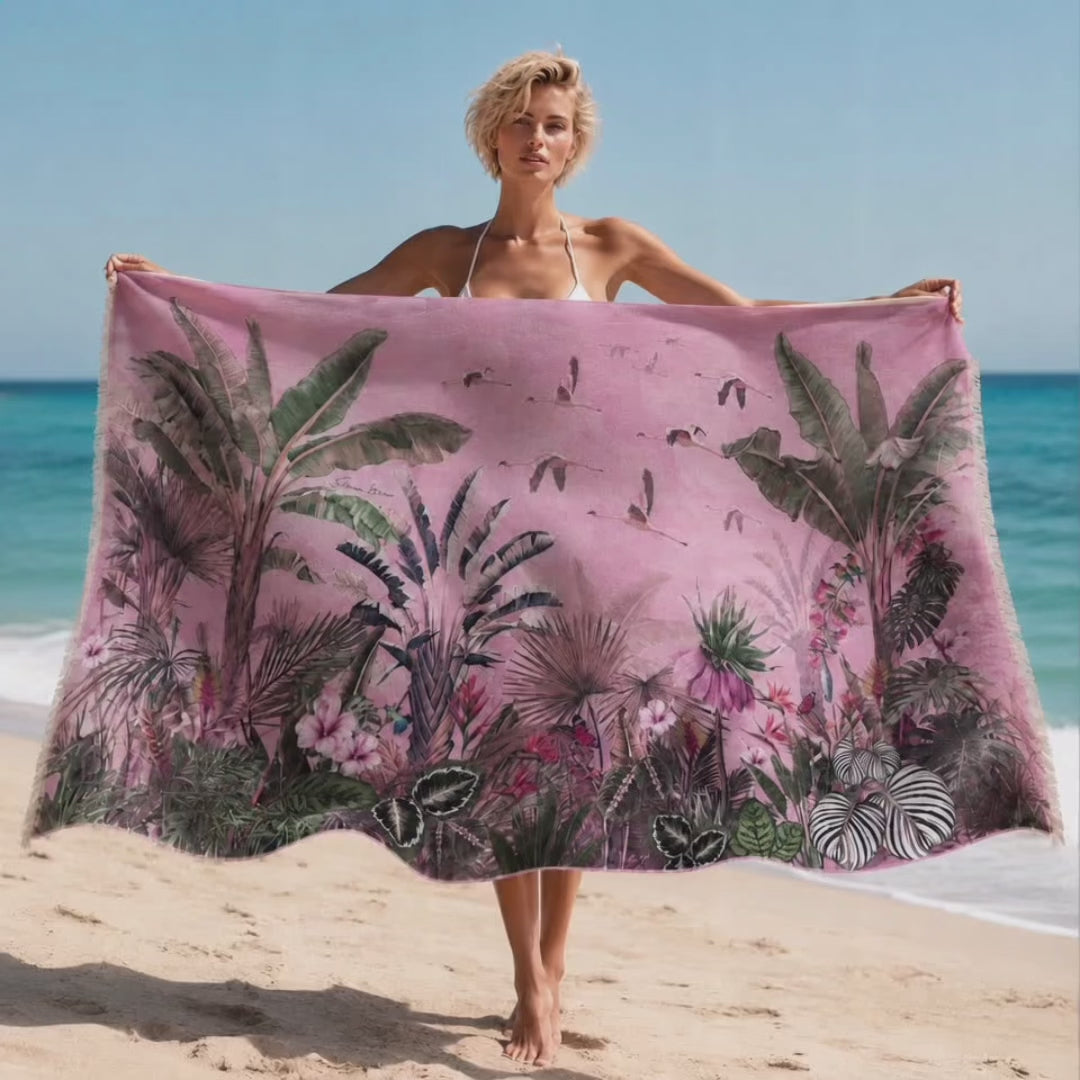 FLAMINGO CASHMERE SCARF - LIGHT ROSE