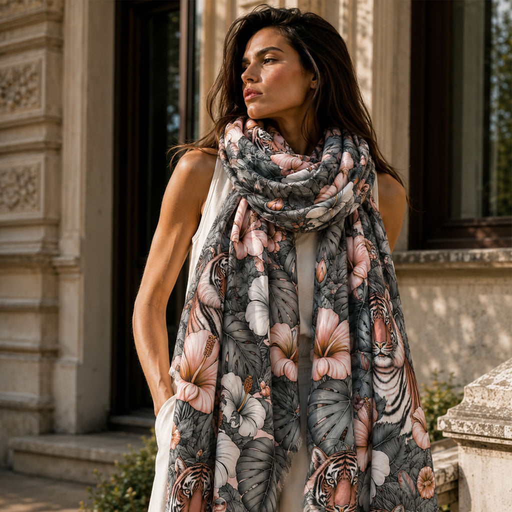TIGRIS CASHMERE SCARF - LIGHT ROSE