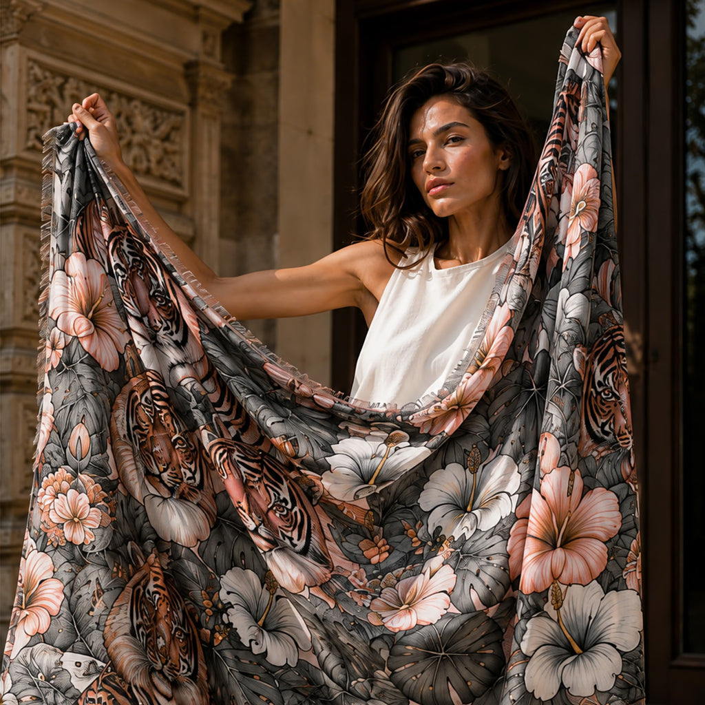 TIGRIS CASHMERE SCARF - LIGHT ROSE