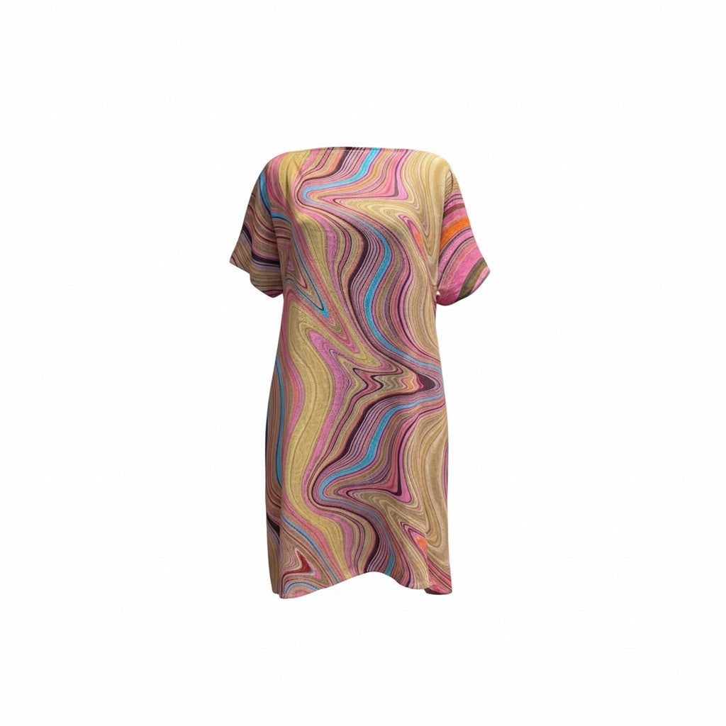 SWIRL SHORT DRESS RAMIE - ROSE