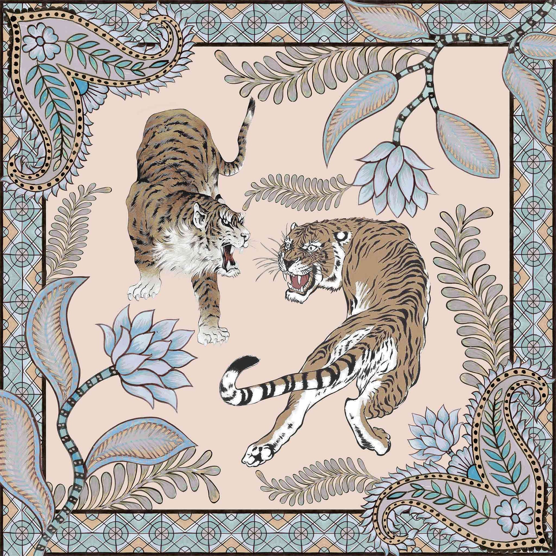 TIGER & JUNGLE SILK TUNIC - CREME