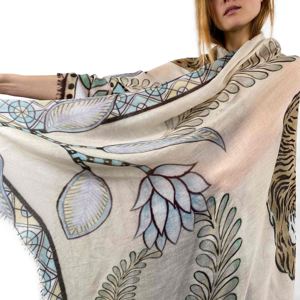 TIGER & JUNGLE CASHMERE SCARF LARGE