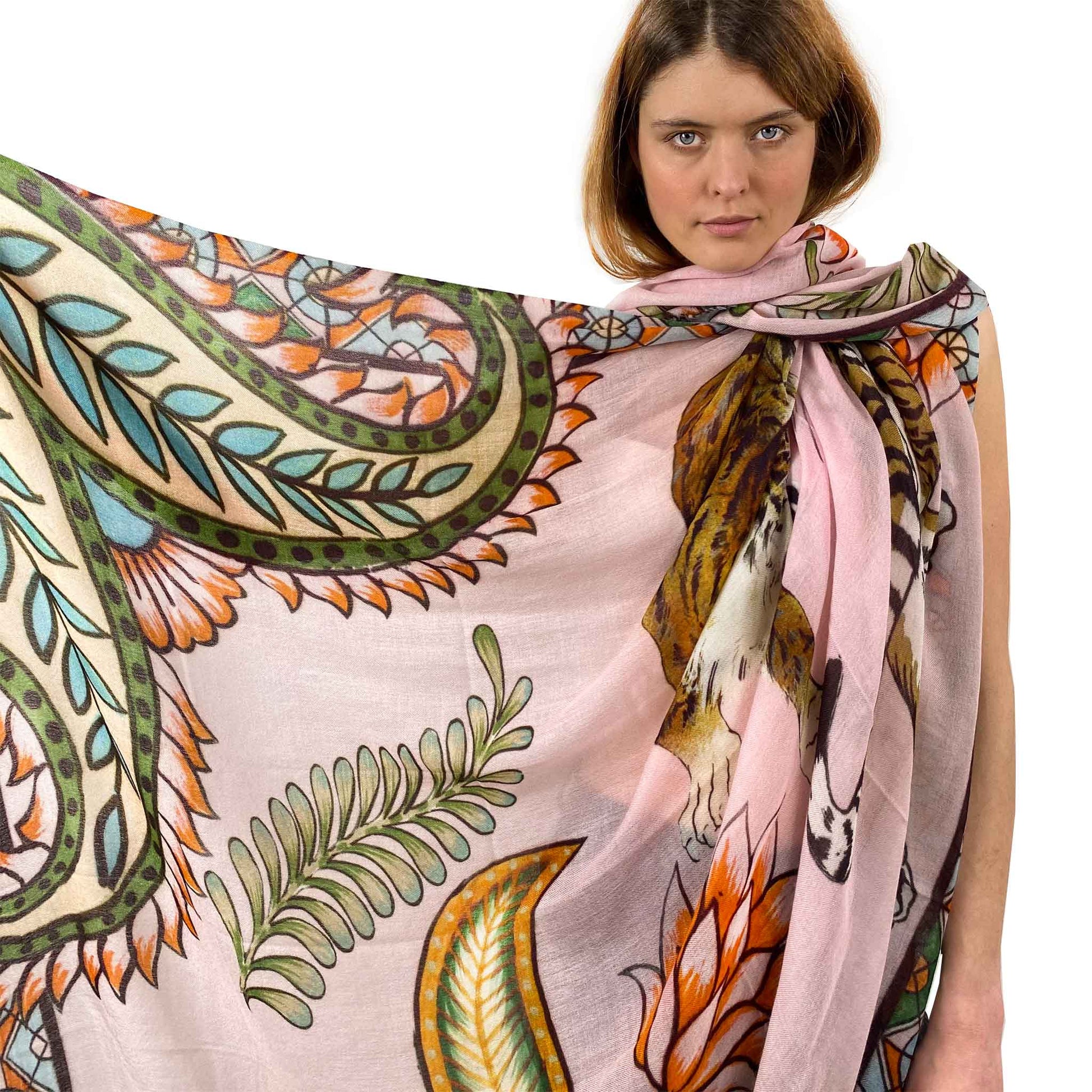 TIGER & JUNGLE CASHMERE SCARF LARGE