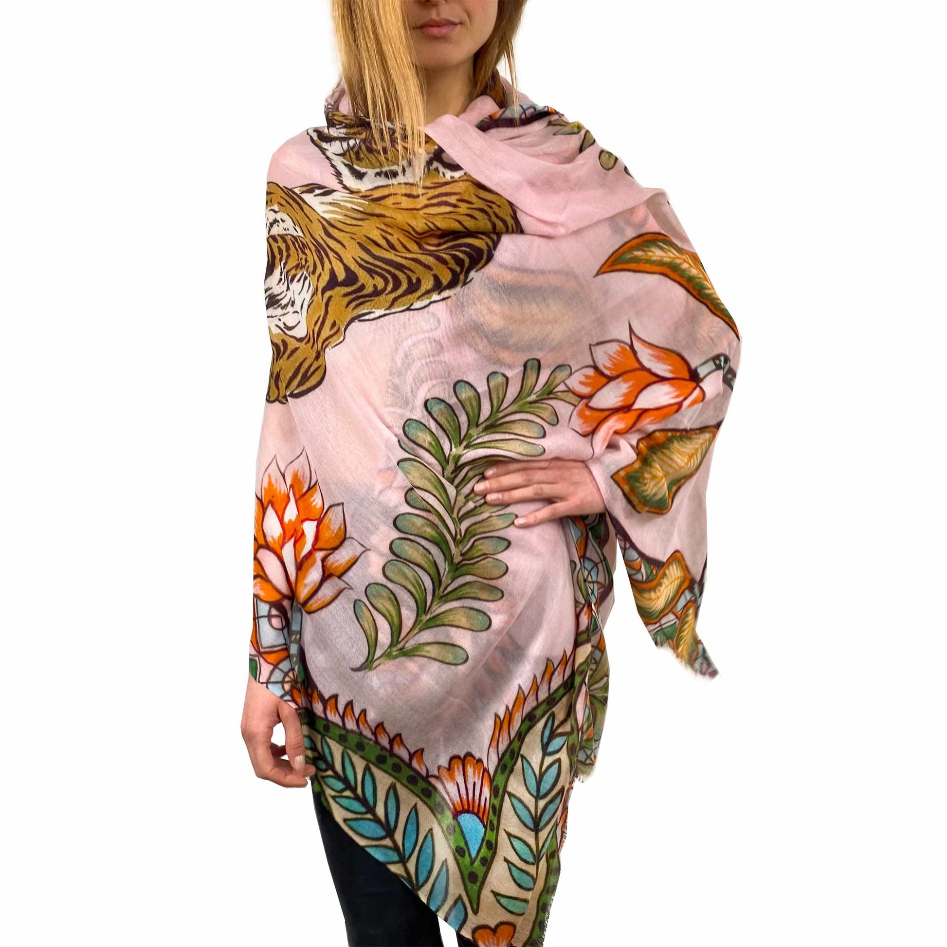 TIGER & JUNGLE CASHMERE SCARF LARGE