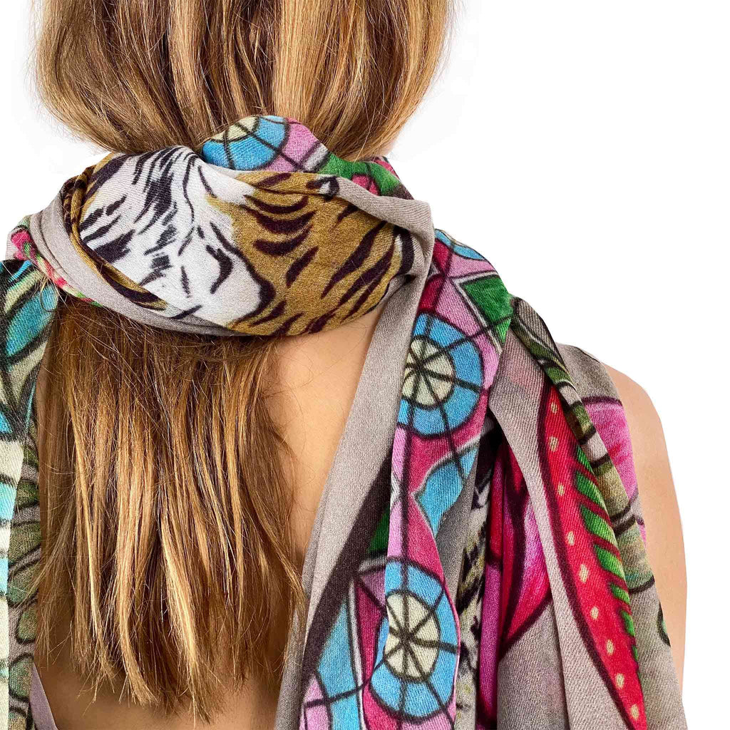 TIGER & JUNGLE CASHMERE SCARF LARGE