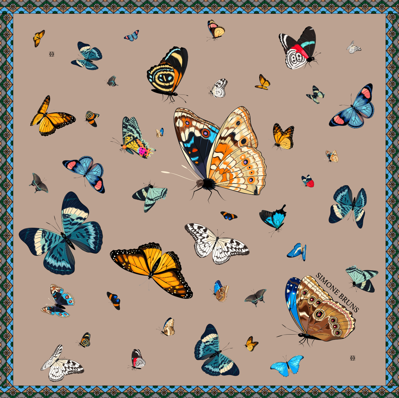 VENICE BUTTERFLY SILK TUNIC - TAUPE