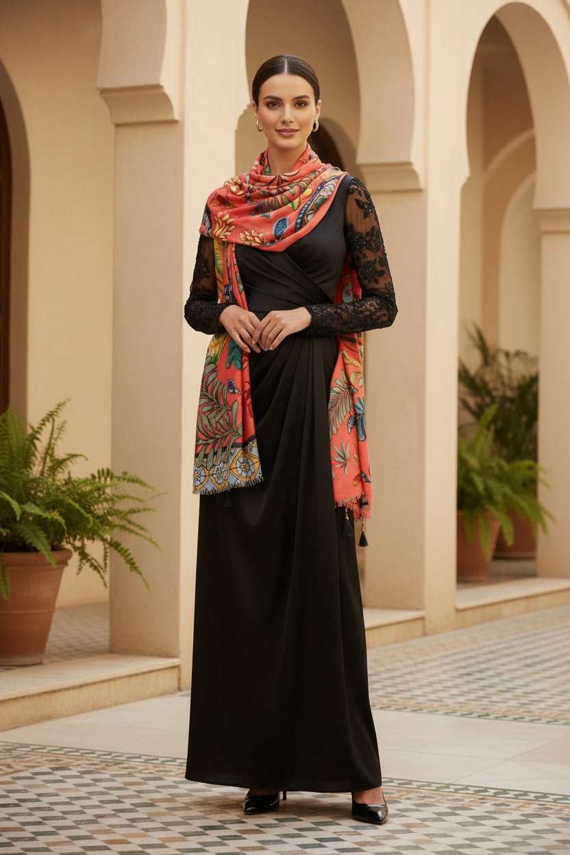 AZURE CASHMERE SCARF - CORAL