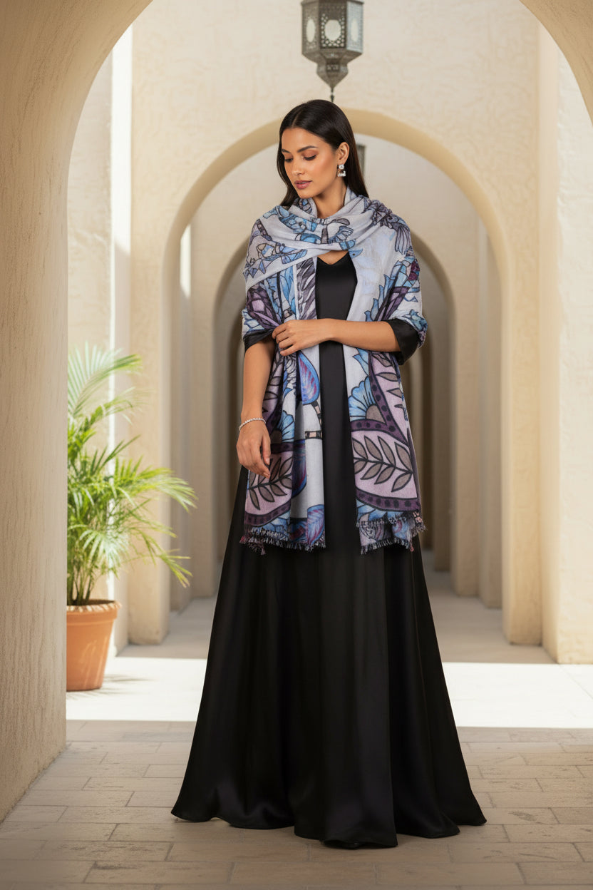 AZURE CASHMERE SCARF - LIGHT BLUE