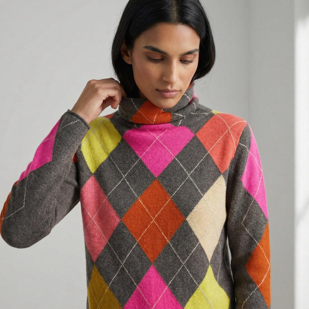 LUNA EXTRA DIAMOND SWEATER - CHARCOAL/DAYGLOW