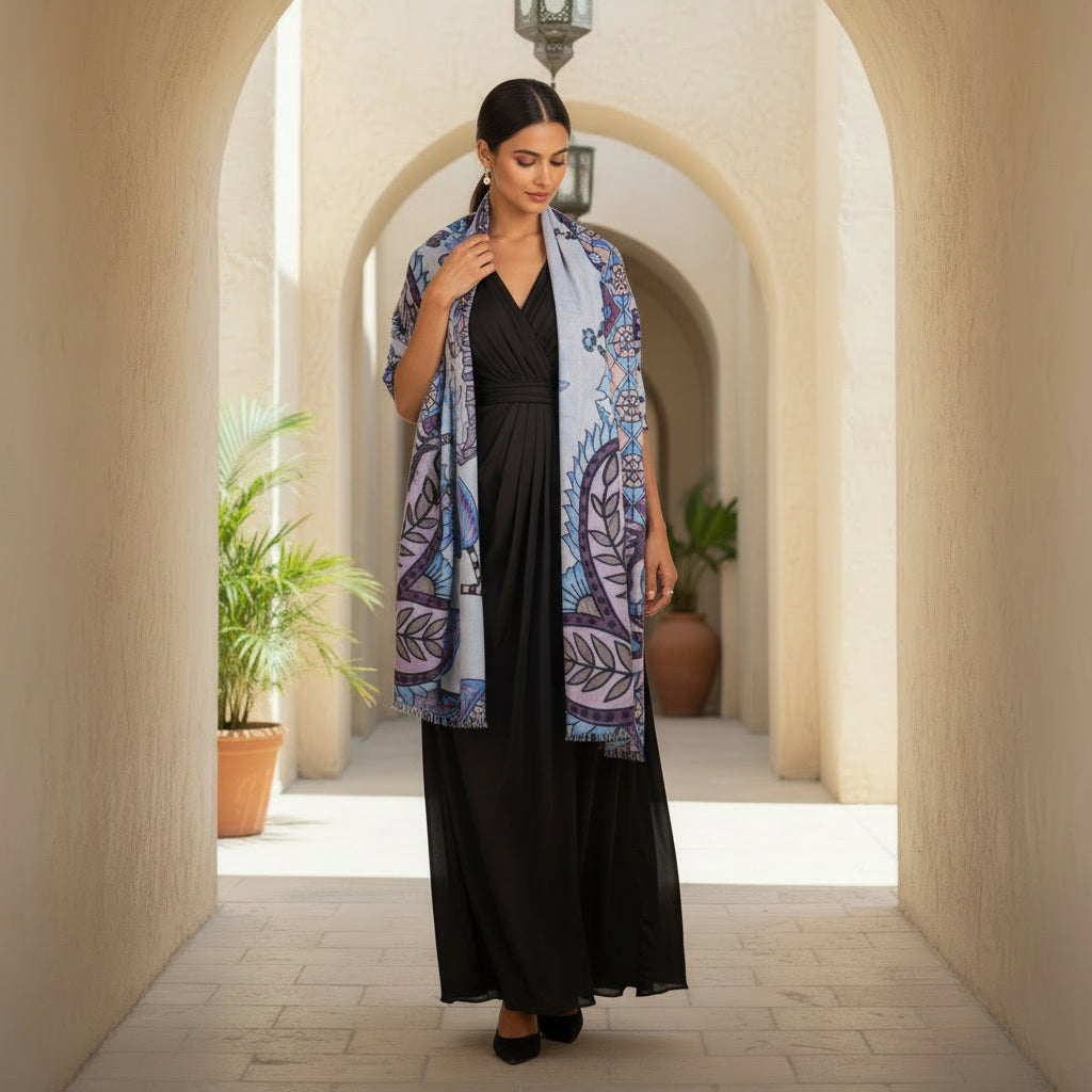 AZURE CASHMERE SCARF - LIGHT BLUE