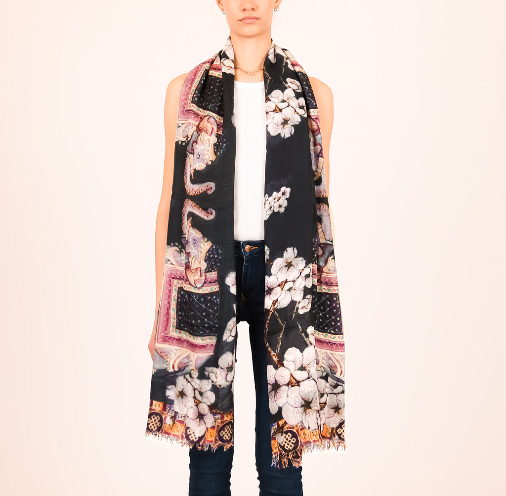 ELEPHANT CEREMONY CASHMERE SCRAF