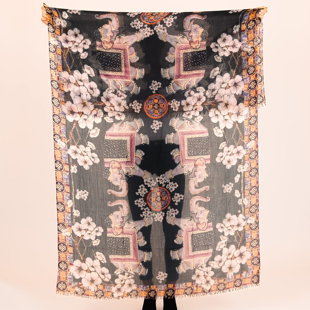 ELEPHANT CEREMONY CASHMERE SCRAF